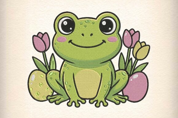 Review: Cute Frog with Flowers Embroidery Design