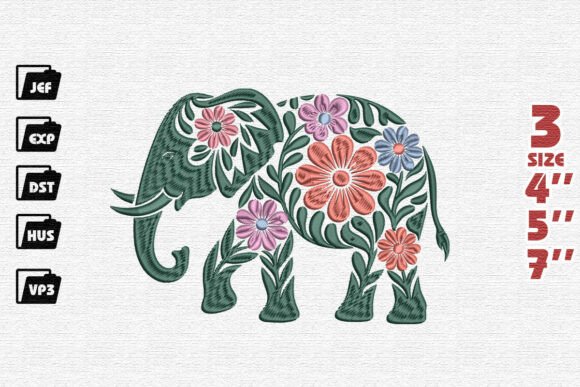Review: Stylized Floral Elephant Embroidery Design