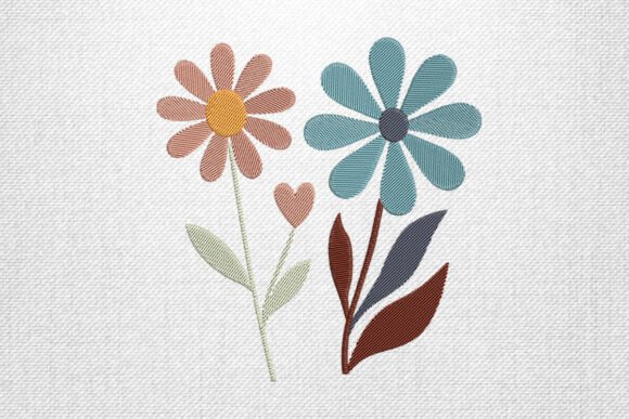 Reviewing Blue and Peach Floral Embroidery Art